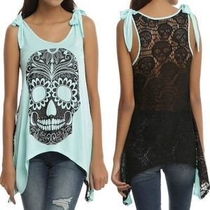 Glitter Sugar Skull Mint Sharkbite Tank